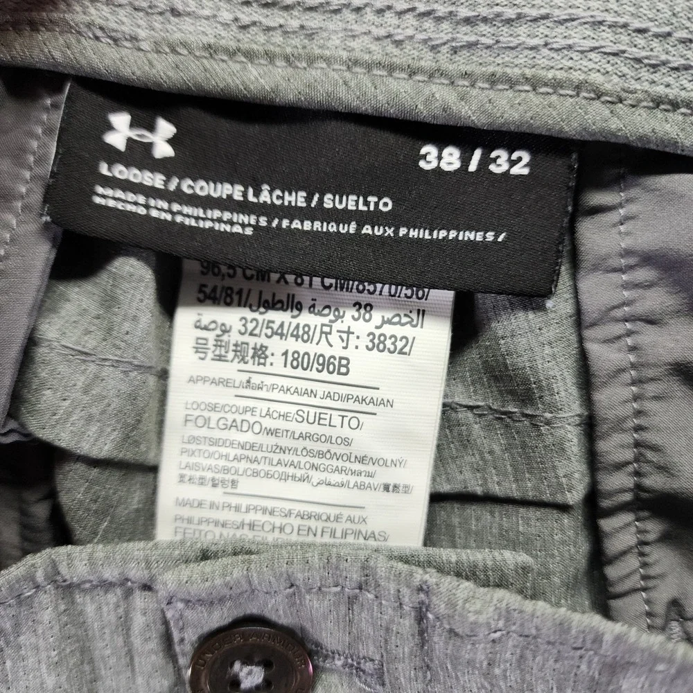 Under Armour Pant Men 38x32 Gray Polyester Golf Straight Loose Sport Performance